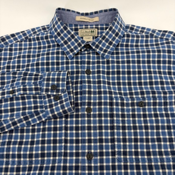 L.L. Bean Other - LL Bean Mens Slightly Fitted Gingham Check Cotton Button Down Shirt Blue L